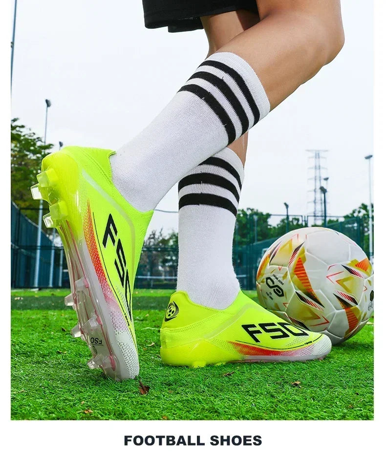 New Men Football Boots Non-Slip Boys Cleats Hot-selling Soccer Shoes Grass Outdoor Match Sneakers High-quality High-top Light