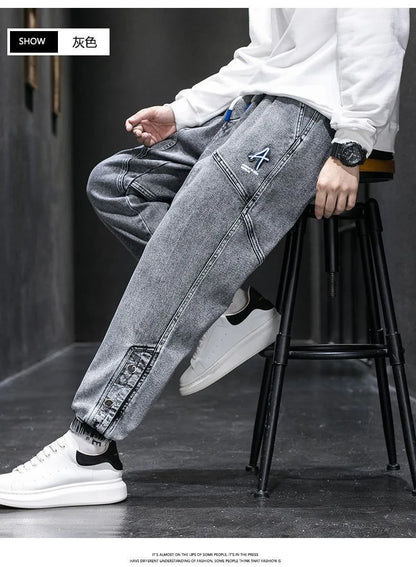 Spring and Autumn New Classic American Retro Loose Tight Leg Pants for Men's Casual Sports Large Size High Quality Jeans