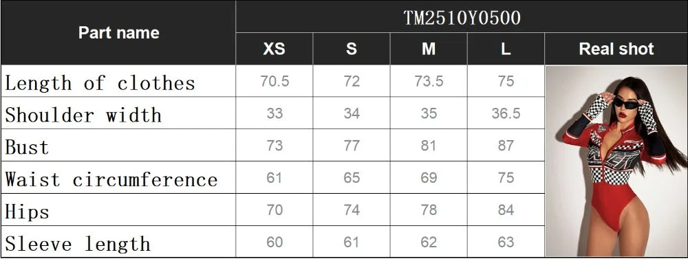 Spring Autumn Y2k Women's Race Car Driver Shapewear Bodysuit Turtleneck Long Sleeve Zip Up Costume Graphic Racer Streetwear Tops