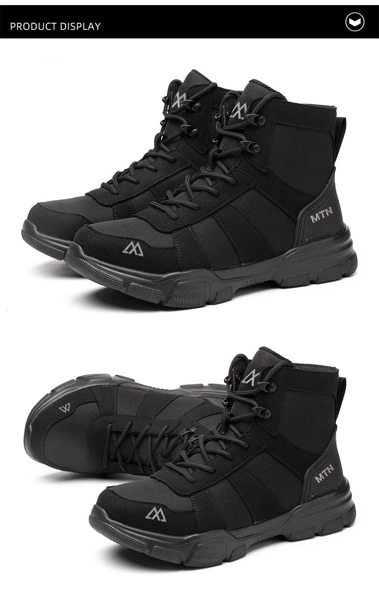 high-top Men Safety Shoes Protection Shoes Anti-Smash Anti-puncture Work Boots Indestructible Shoes Fashion Working Sneakers