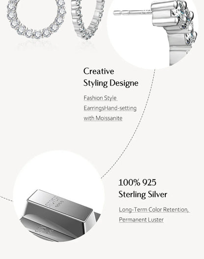 Moissanite Hool Earrings 925 Sterling Silver Passed the Diamond Test Wedding Earrings for Women Gift Fine Jewelry Band