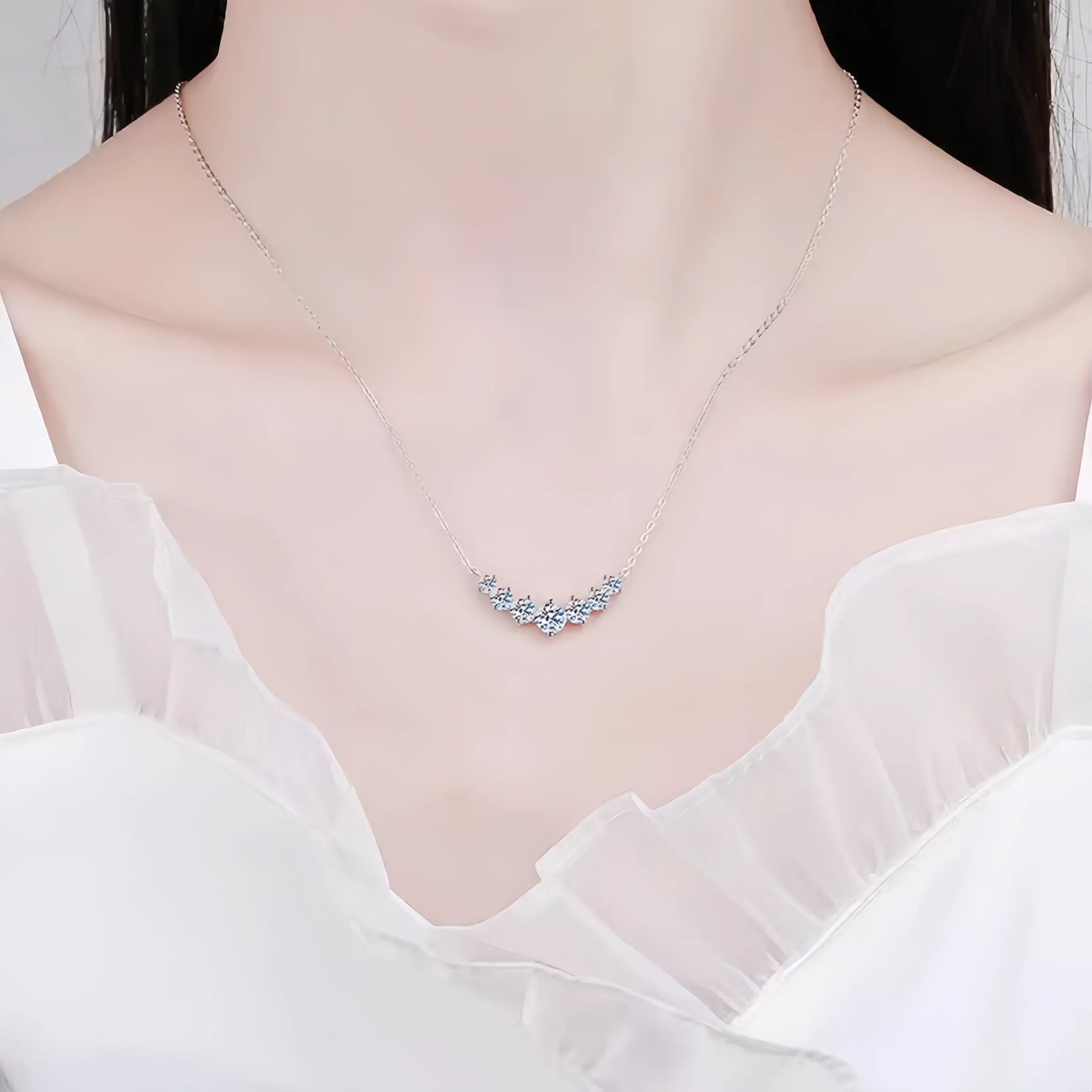 Moissanite Necklace for Women Wedding Fine Jewelry with Certificates 925 Sterling Silver Plated 18K White Gold Necklace
