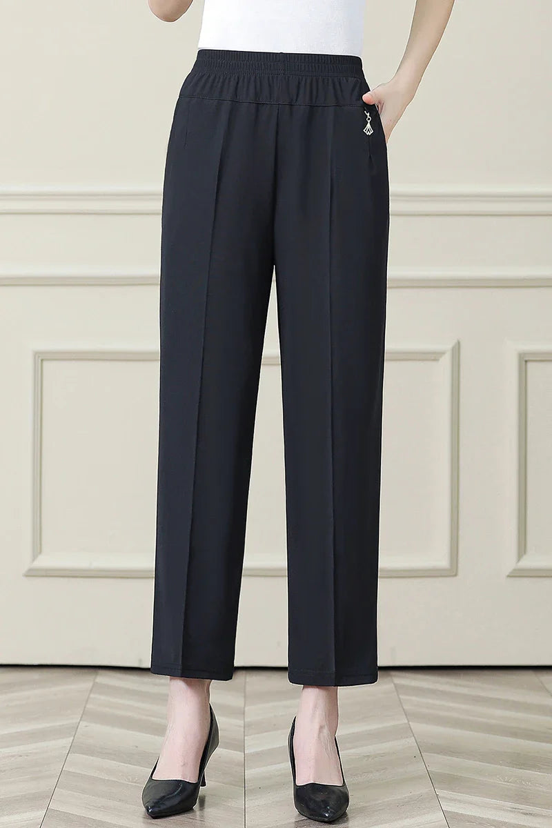 Summer New Ice Silk Casual Trousers Thin Sports Loose Trend Straight Quick-drying Mom Trousers