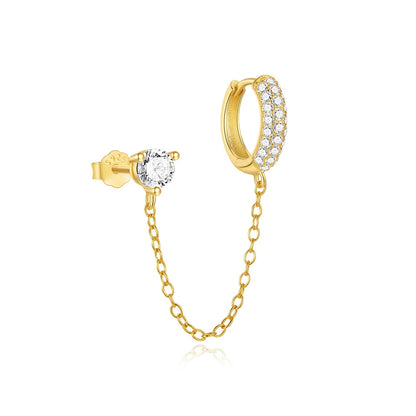 1PC 925 Sterling Silver Horse Eye Chain Tassel Zircon Drop Earrings For Women Ins Minimalism Geometric Earrings Gift