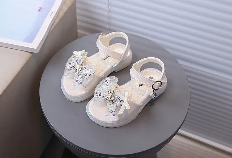2026 Princess Girls Sandals Summer Children Beach Shoes Girls Open-toed Sandals Soft PU Leather Flat Kids Sandals For Girl