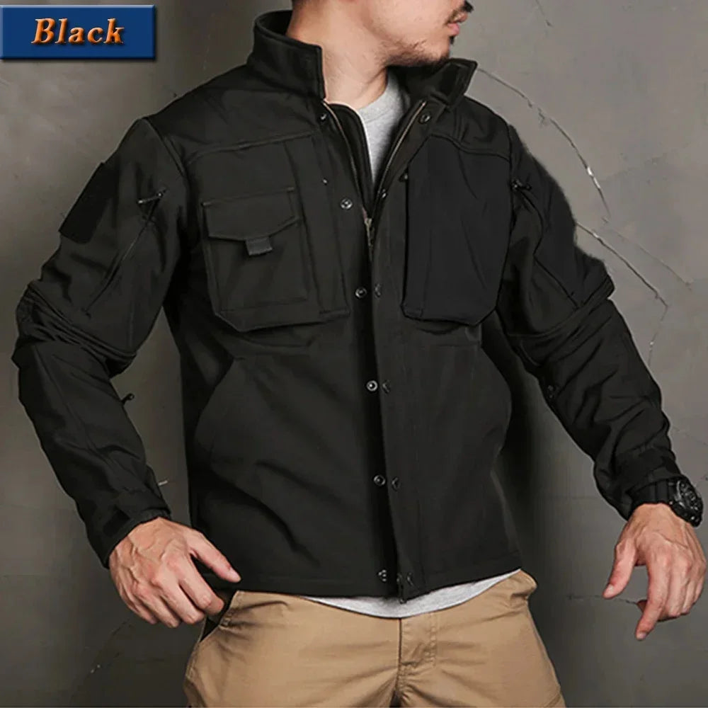 Waterproof Shark Skin Tactical Sets Mens Thicken Fleece New Soft Shell Combat Jackets+windproof Warm Cargo Pant 2 Piece Set