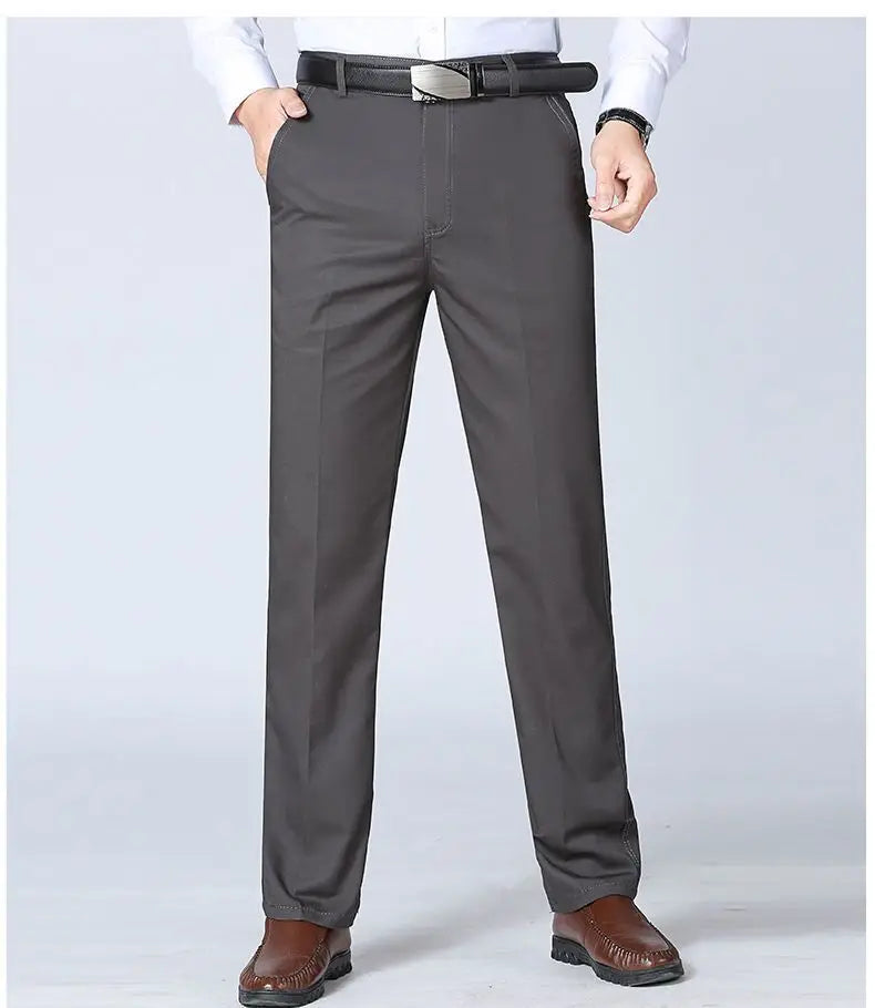 Summer Thin Pants Men's 100% Cotton Autumn Thick Trousers Fashion Brand Cargo Pants Smart Casual Solid Khaki Gray Suit Pant