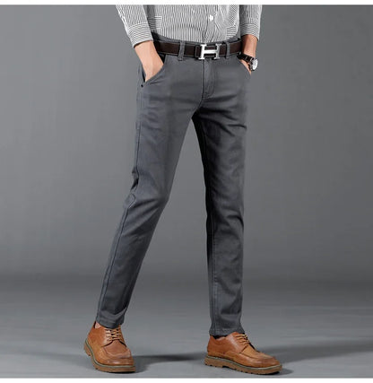 6 Color Men Slim Casual Pants New Classic Business Fashion Comfortable Stretch Cotton Elastic Straigh Trousers Male