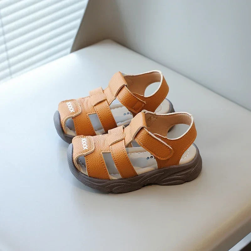 Baby Boys Summer Sandals Kids Beach Shoes Classic Fashion Hollow Toe-capped Anti-kick Toddlers Kindergarten Sandals Breathable