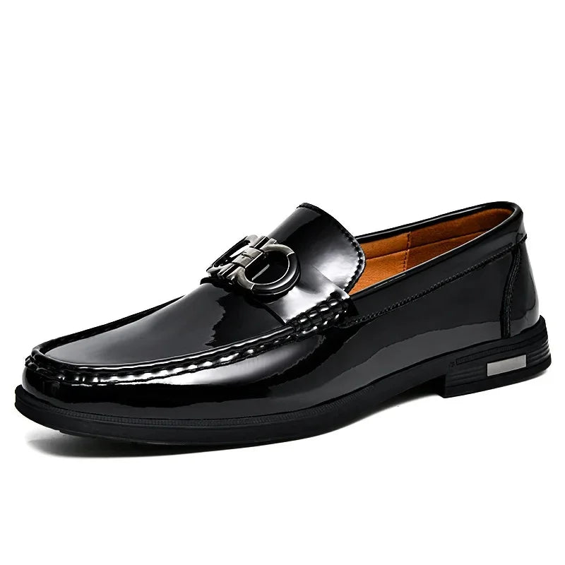 Amazon Plus Size 47cow Leather Men's Shoes Mirror Bright Face Plaid Embossed British Style Casual Business Pants Shoes