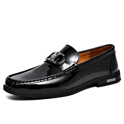 Amazon Plus Size 47cow Leather Men's Shoes Mirror Bright Face Plaid Embossed British Style Casual Business Pants Shoes