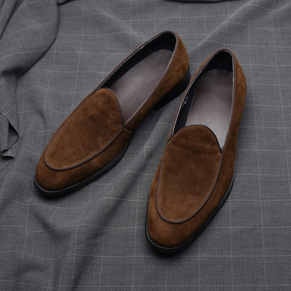 Luxury Italian Wedding Party Men's Loafer Dress Shoes Cow Suede Leather Slip-on Gentleman Fashion Suit Formal Shoes Man Footwear