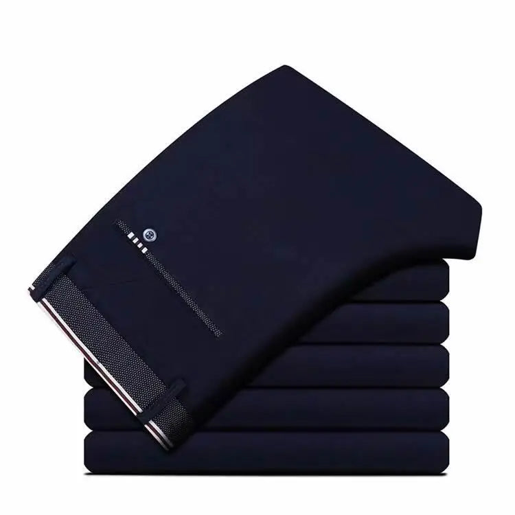 Fashion Men's Dress Pants Black Straight Business Casual Trousers Stretch Non-Ironing Slim Fit Formal Wear Suit Pants for Man