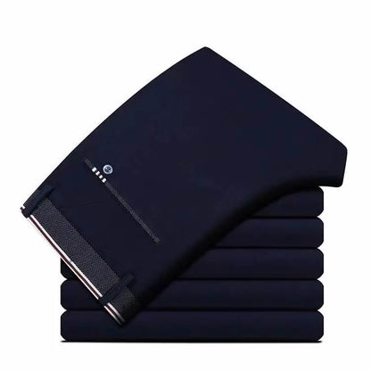 Fashion Men's Dress Pants Black Straight Business Casual Trousers Stretch Non-Ironing Slim Fit Formal Wear Suit Pants for Man
