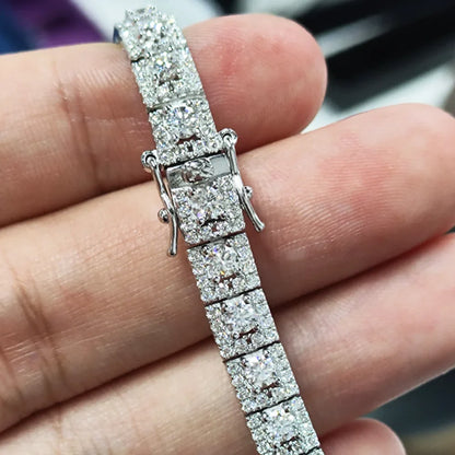 Luxury 3mm Full Moissanite Tennis Bracelet 100% S925 Silver D Color VVS1 Lab Diamond Chain Sparkling Fine Party Jewelry