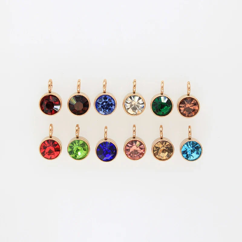 144Pcs/Lot Stainless Steel Birthstone Charms For Women Girl Pendant Earrings Bracelet Jewelry Gift Making DIY Accessories