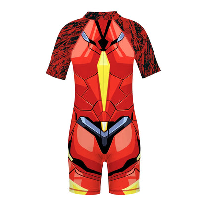 Children One Pieces Swimsuit Superhero 3D Print Playsuit Child Short Sleeve Swimwear Beach Bathing Suit Swim Wear For Boys Girls