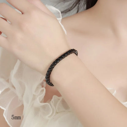 TY 3mm 4mm Black Moissanite Tennis Bracelet Full Diamond 925 Sterling Silver Plated 18k Hiphop Bracelets for Women Man