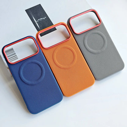 Leather Magnetic Case For Iphone 17 Pro Max/17 Pro/17 Magsafe Charging Grain Diamond Textured Individual Buttons Leather Cover