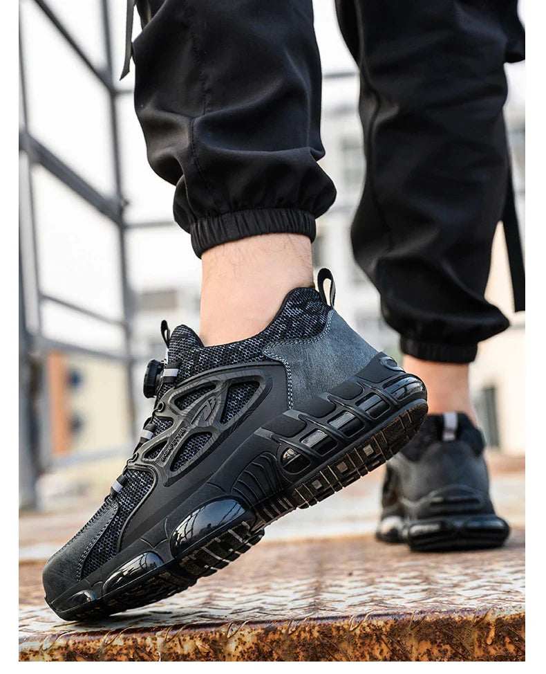 Rotating Button Safety Shoes Men Work Shoes Steel Toe Cap Working Boots Sneakers Man Anti Puncture Dangerous Work Shoes