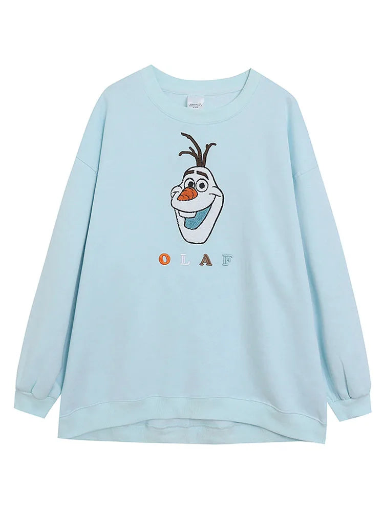Embroidery Sweatshirt Women Casual Fleece Jumper Tigger Cheshire Cat Cartoon Loose Pullover Top O Neck