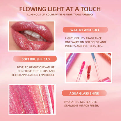 9Pcs/Sets Glitter Lip Glaze Liquid Lipstick Set Shine Lip Gloss Gift Box Natural Moisturizer Waterproof Lips Makeup