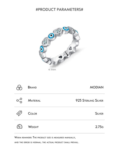 925 Sterling Silver Cute Blue Ghost Eyes Ring Sparkling Clear Cubic Zirconia For Women Fine Fashion Jewelry Birthday Gift