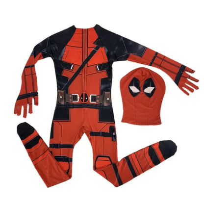 Deadpool Movie Superhero Costume for Kids Justice Hero Bodysuit Halloween Mask Performance Costume Toddler Party  with Toy Gift