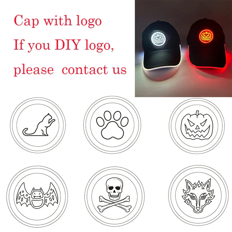 Baseball Caps Night Glow Light Cap Boys Girls Fashion Headwear Costumes Accessory Caps Hats