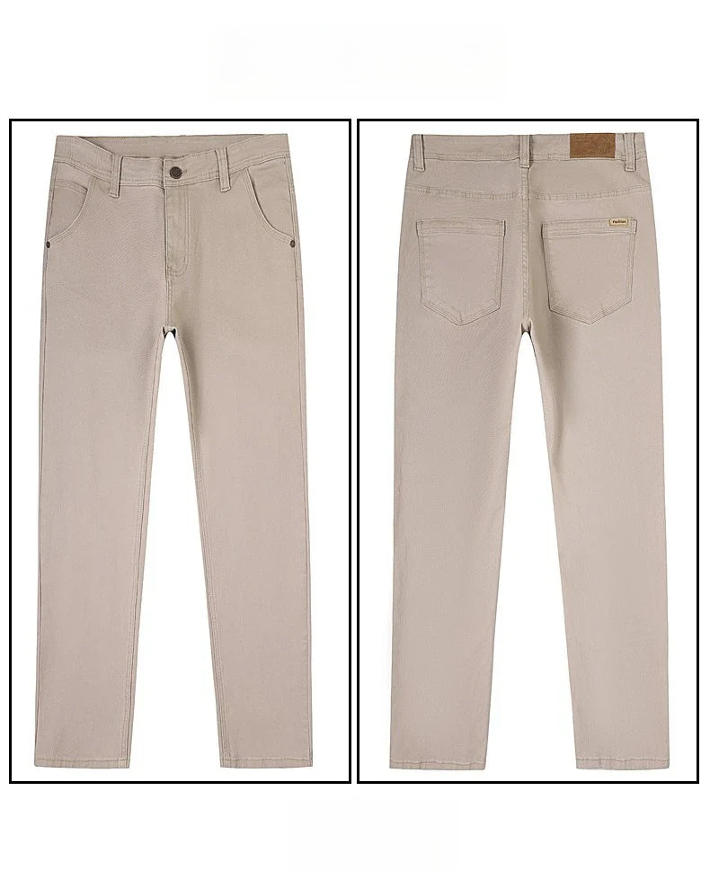 Men's Straight Leg Jeans Slim Fit Stretch Comfort Denim Pants Korean Casual Fashion Minimalist Business Male Daily Trousers