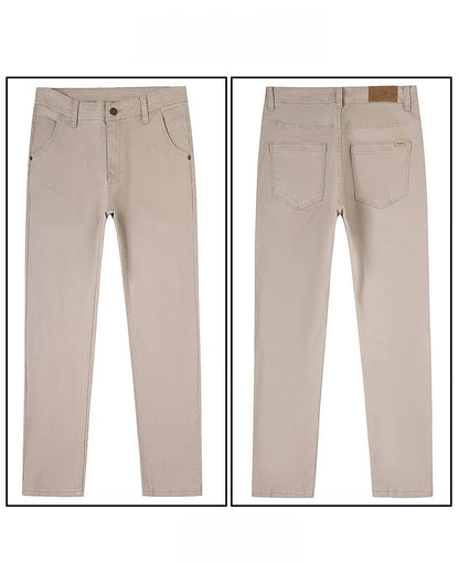 Men's Straight Leg Jeans Slim Fit Stretch Comfort Denim Pants Korean Casual Fashion Minimalist Business Male Daily Trousers