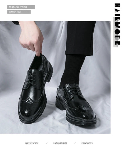 Brown Handmade Leather Men 2026 Oxford Shoes Black Leather Man Formal Classic Brogue Business Shoes Chaussure Homme
