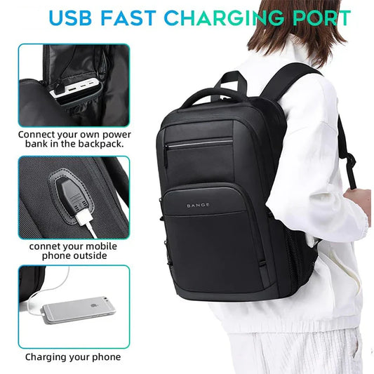 Sling Travel Laptop Backpack Fits 15.6 Inch Laptop for Men and Women Waterproof with Side Mesh Pocket USB Charging Port
