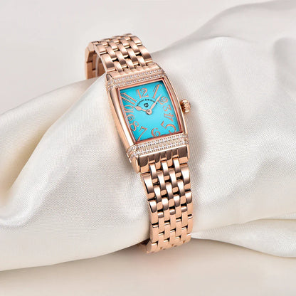 New 22mm Square Women's Quartz Watch Stainless Steel Sapphire Glass 50m Waterproof Women's Quartz Watch