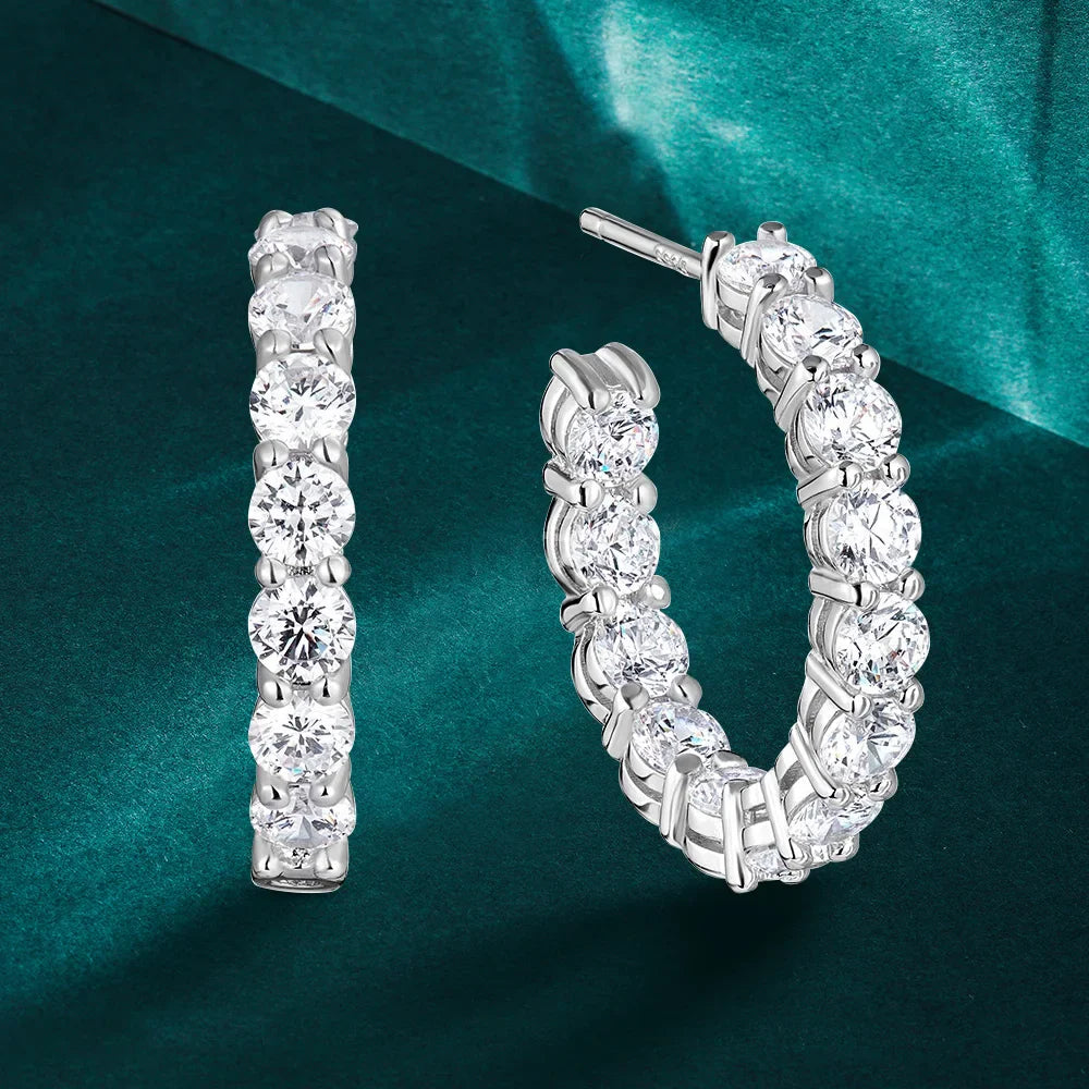 0.1carat All Moissanite Hoop Earrings D Color Sparkling Diamond Earring for Women 925 Sterling Silver Studs Fine Jewelry