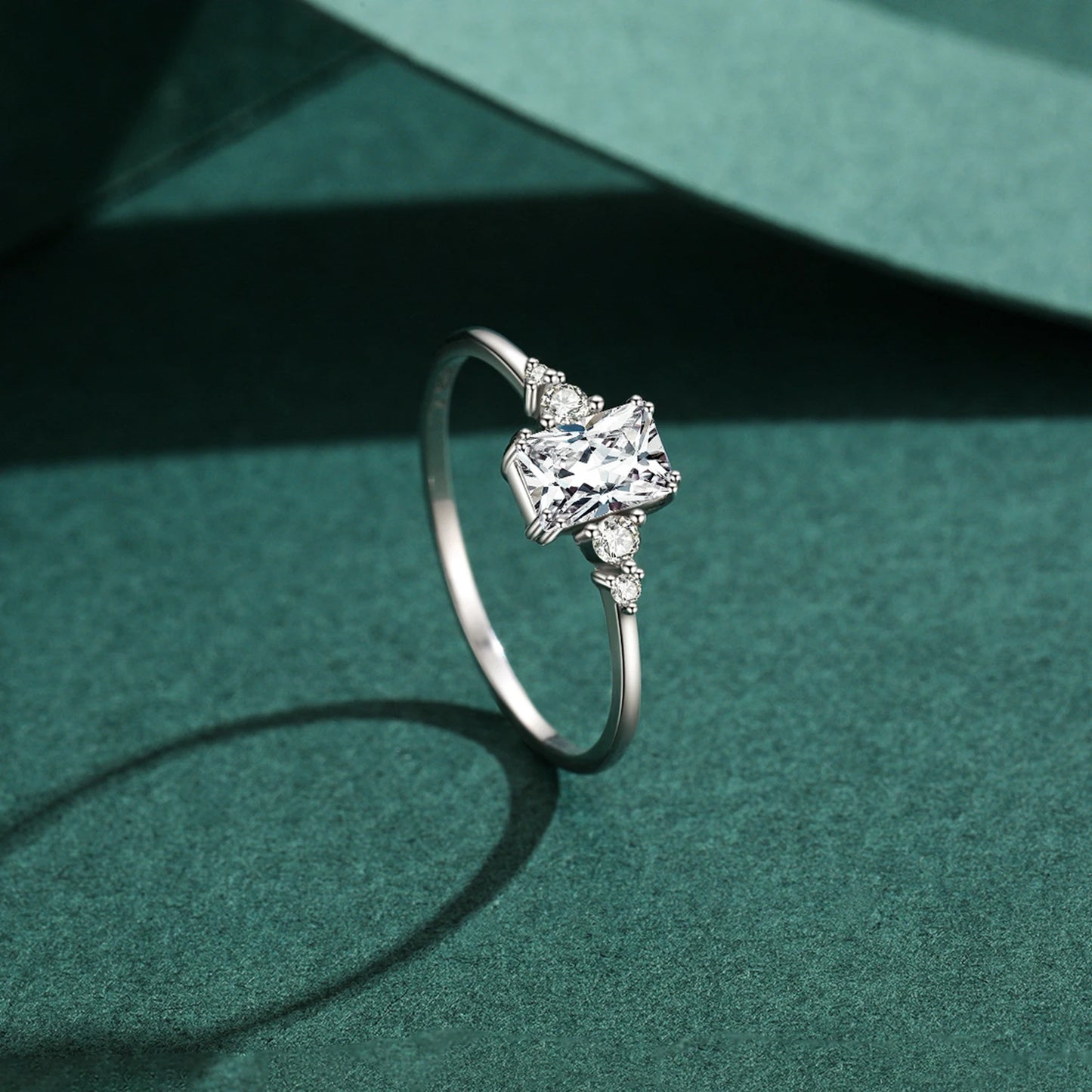 Rectangle Dazzling Ring Solid 925 Sterling Silver Clear Cubic Zirconia Finger Rings For Women Wedding Fine Jewelry Anel
