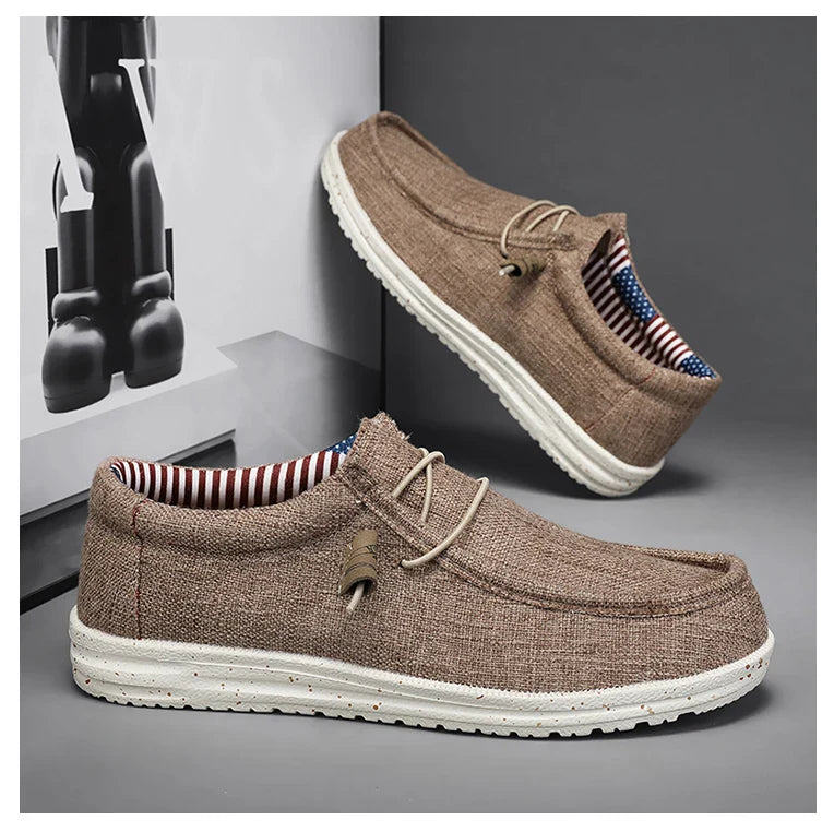 Men Casual Canvas Shoes Mens Loafers Breathable Slip on Flats Male Vulcanized Shoes Driving Shoes Plus Size 47 Walking Sneakers
