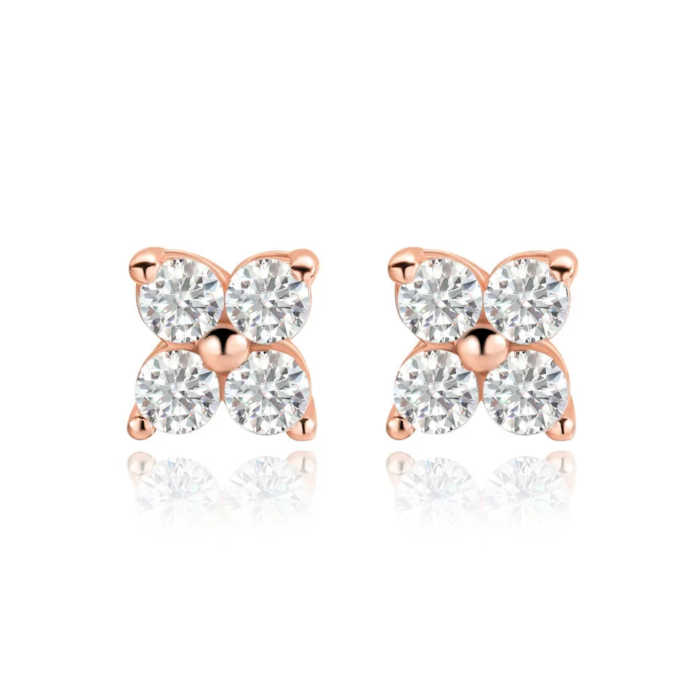 100% 925 Sterling Silver 0.1ct 3mm Moissanite Stud Earrings For Women 18K Gold Plated Sparkling Wedding Party Fine Jewelry