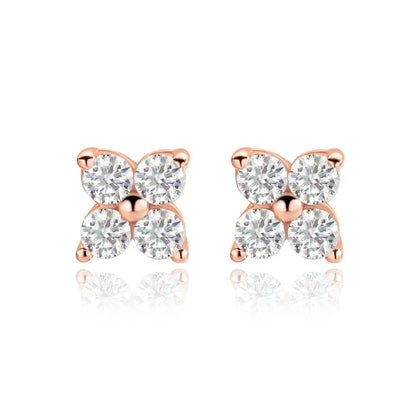 100% 925 Sterling Silver 0.1ct 3mm Moissanite Stud Earrings For Women 18K Gold Plated Sparkling Wedding Party Fine Jewelry