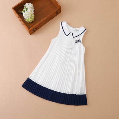Girl Dresses Sleeveless Summer Chiffon Pleated Clothing Kids' Dresses Baby Girl One-piece Dress