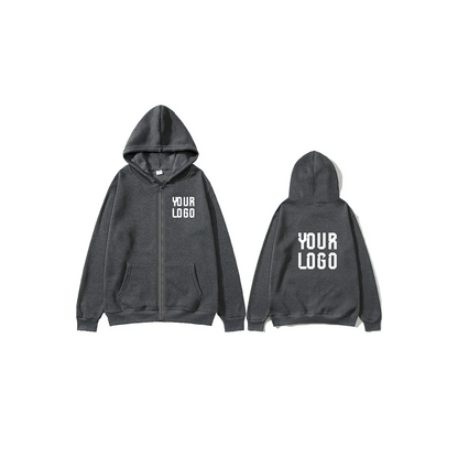 Solid color zipper hoodie | Customizable text pattern jacket | unisex, team customization