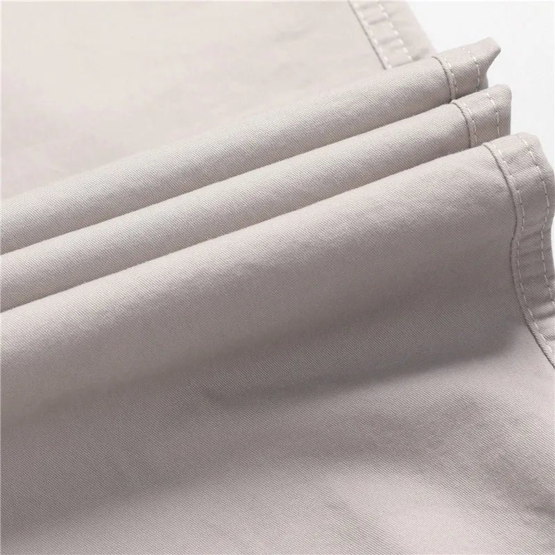 Men's Summer Casual Pants Cotton Thin Style Overalls Elastic Waist Outdoor Sports Loose Work Pants Trend Solid Color Pants