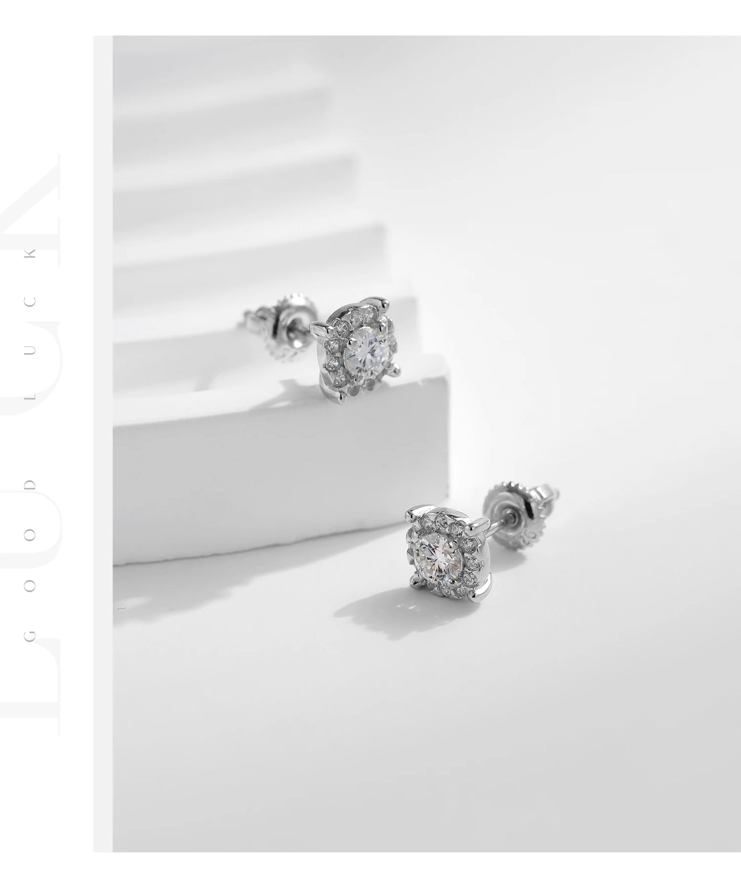 MODIAN D Color Moissanite Stud Earrings Round Cut Lab Created Diamond 925 Sterling Silver Silver Bridal Jewelry For Women Gifts
