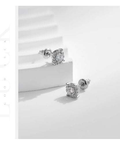 MODIAN D Color Moissanite Stud Earrings Round Cut Lab Created Diamond 925 Sterling Silver Silver Bridal Jewelry For Women Gifts