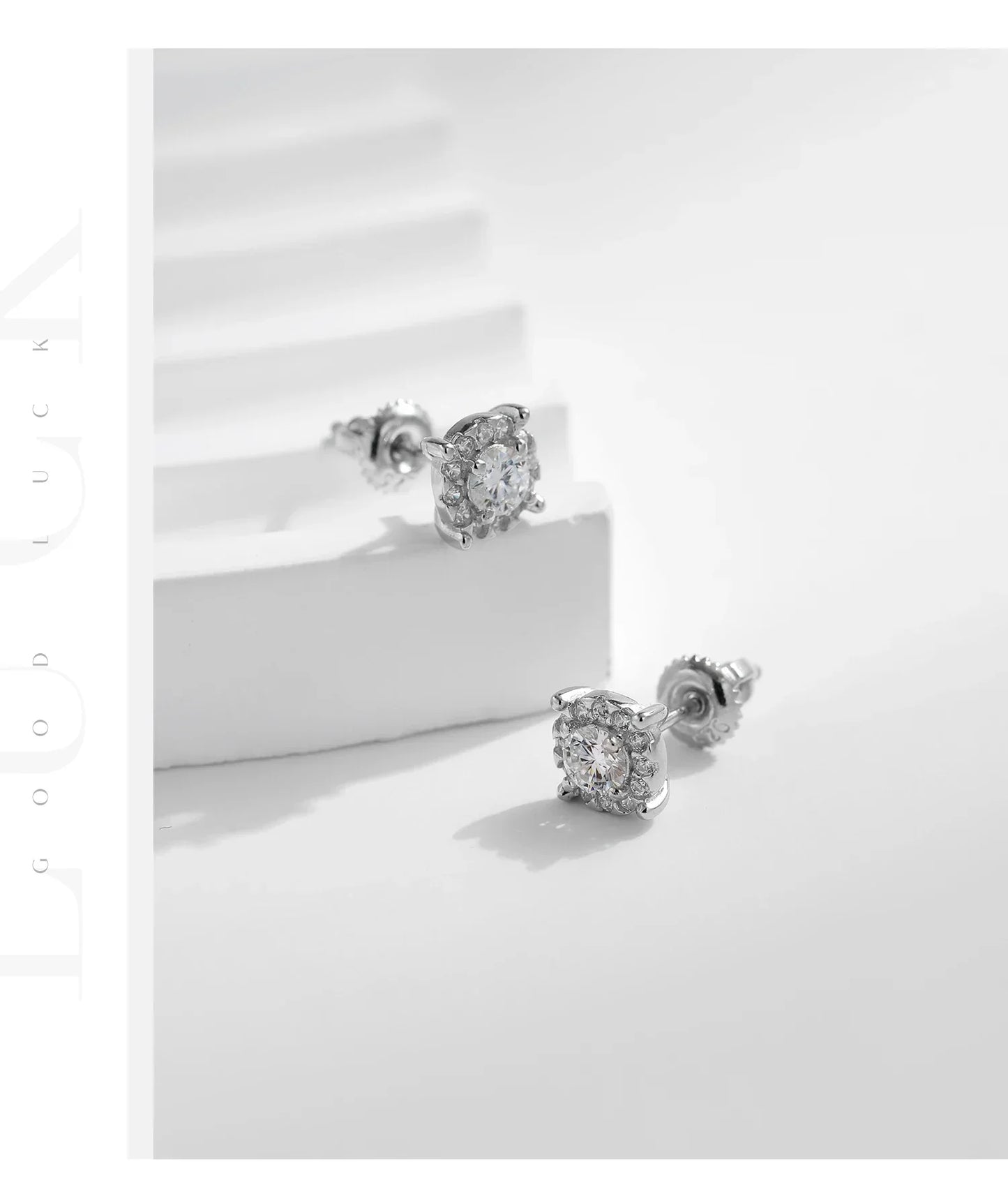 D Color Moissanite Stud Earrings Round Cut Lab Created Diamond 925 Sterling Silver Silver Bridal Jewelry For Women Gifts