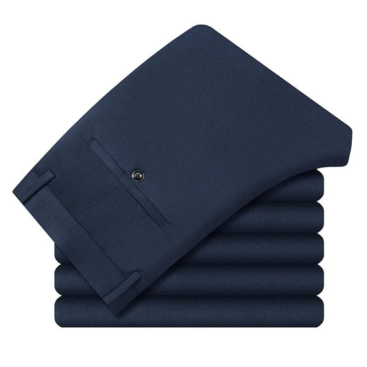 Premium Men's Loose Straight Stretch Trousers – Solid Color Formal Business Pants for All-Day Comfort & Professional Style