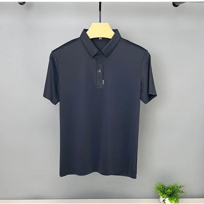 Brand high-end ice silk short sleeved men's POLO shirt 2024summer fashionable embroidery design top breathable and cool T-shirt