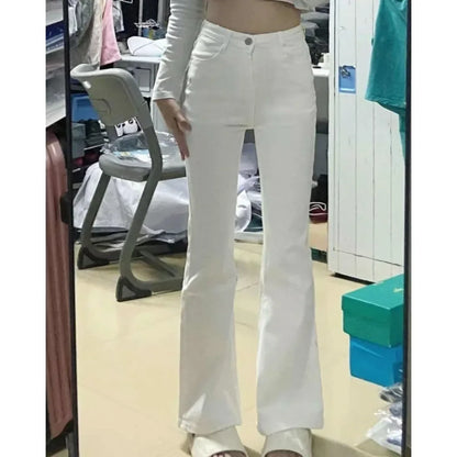 Vintage White Tight Trousers Fashion Female Elastic Jeans