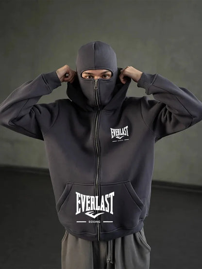 New Double Hooded fleece Women's Balaclava Hoodie Zipper Warmth Autumn/Winter Men's Clothing Masks Men's/Women's Same Style
