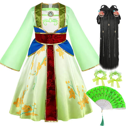 Kids Mulan Cosplay Princess Dress Girls Chinese Style Hanfu Traditional Costume Children Birthday Carnival Party Fairy Clothing